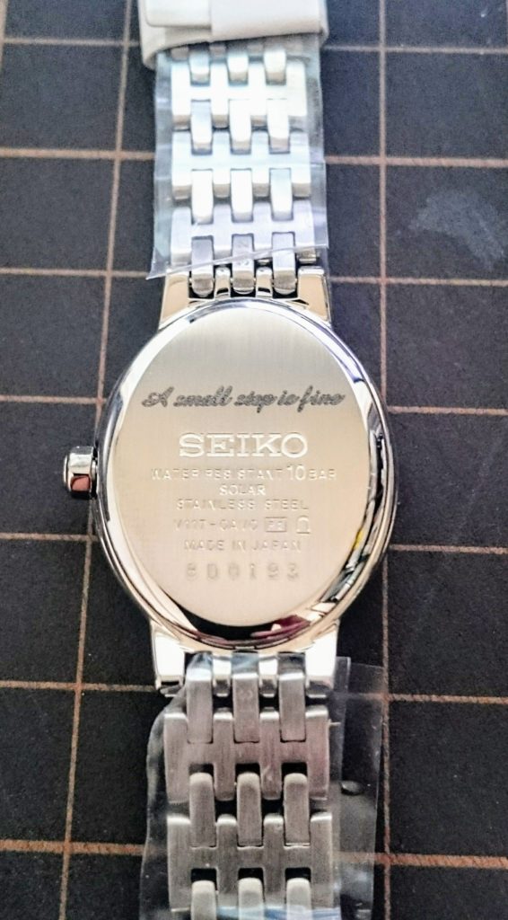 仕上がり/SEIKO製 レディースウォッチへ記念メッセージをレーザー刻印